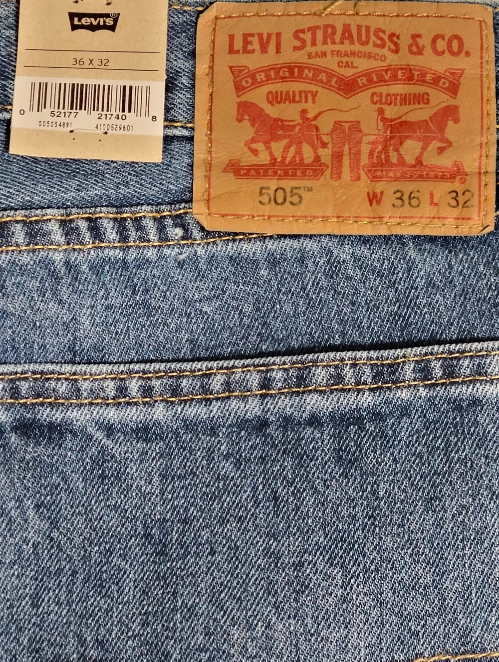 Levi's 505 Regular Blue Jeans Men 36x32 NEW